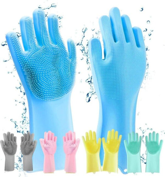 2pcs – Silicone Washing Full Finger Gloves For Home & Kitchen (random Colors)