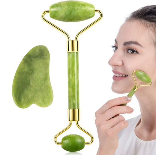 Flawless Jade Roller With Guasha (marble Stone) Stimulates Healthier Skin ₨355