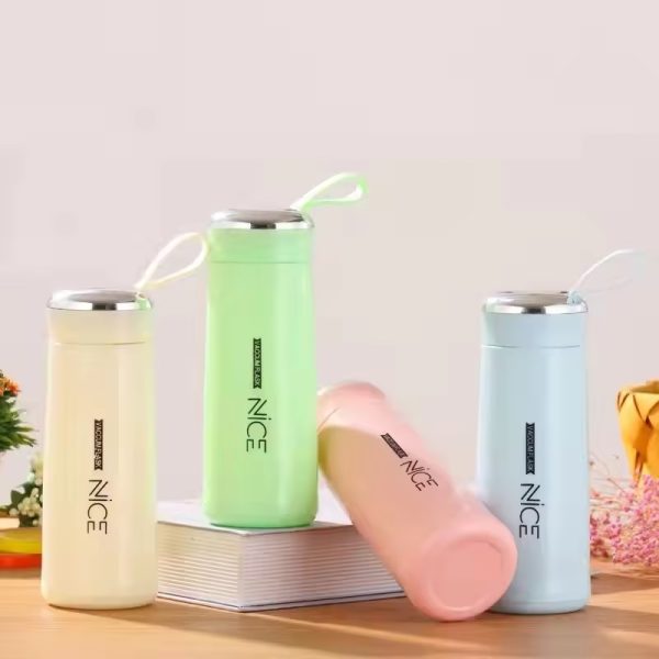 Nice Glass Bottle Water Mini Flask Bottle With Vaccum Flask And Loop Temperature Resistant, 400ml (random Colors)