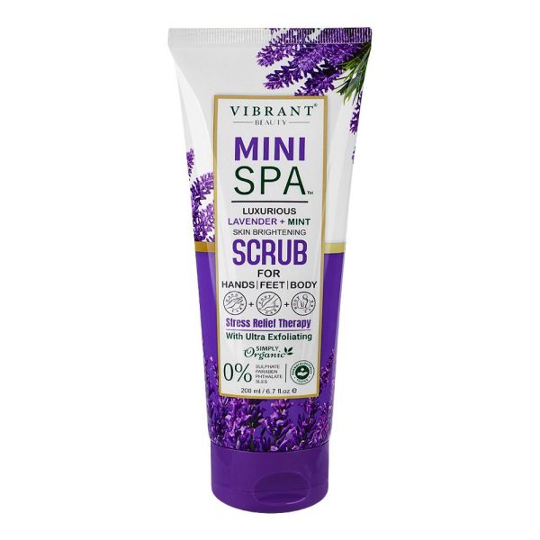 Vibrant Beauty Mini Spa Luxurious Lavender+mint Skin Brightening Scrub With Ultra Exfoliating (200ml)