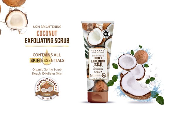 Vibrant Beauty Skin Brightening Coconut Exfoliating Scrub Organic Gentle Scrub (100ml)